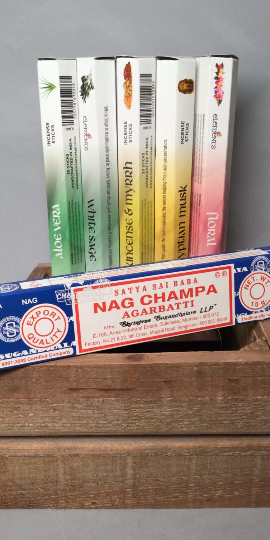 Incense Collection: Aloe Vera, White Sage, Frankincense & Myrrh, Egyptian Musk, Floral, Nag Champa. Joss Sticks