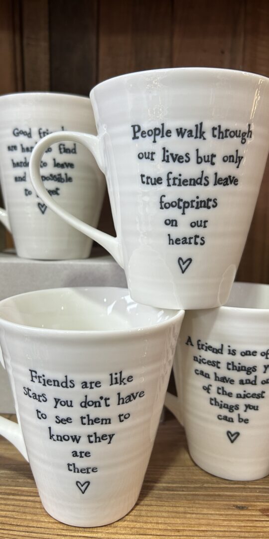 East of India Porcelain Tall Mugs With Various Sentiments