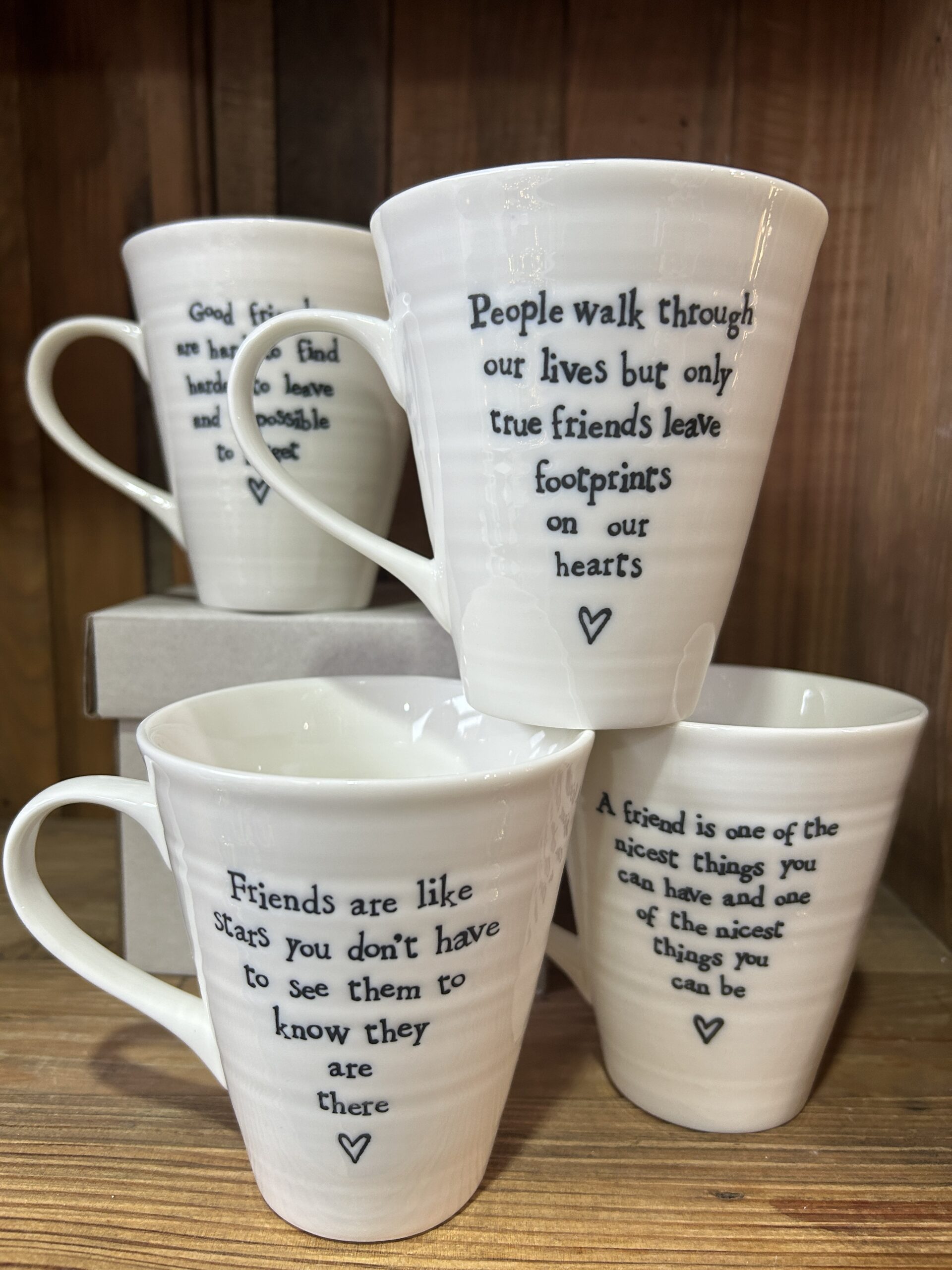 East of India Porcelain Tall Mugs With Various Sentiments