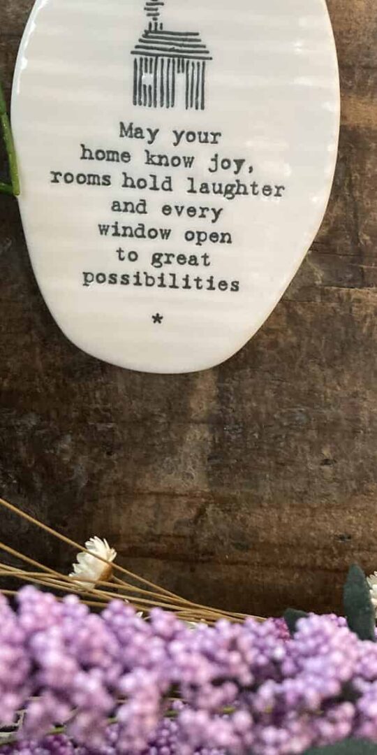 East of India Porcelain hanging oval 'May Your Home Know Joy'