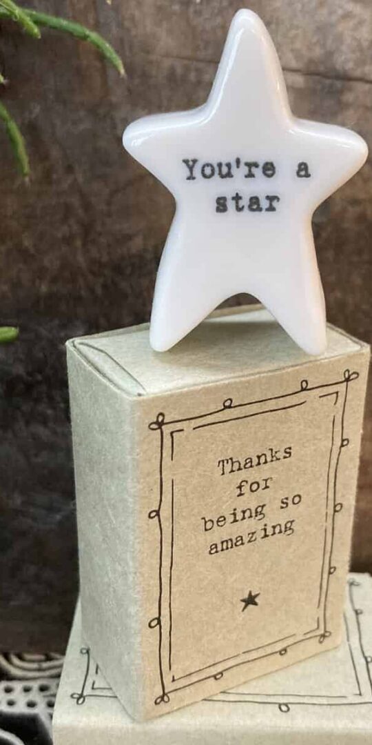 East of India Porcelain Star in a Matchbox 'You're A Star'