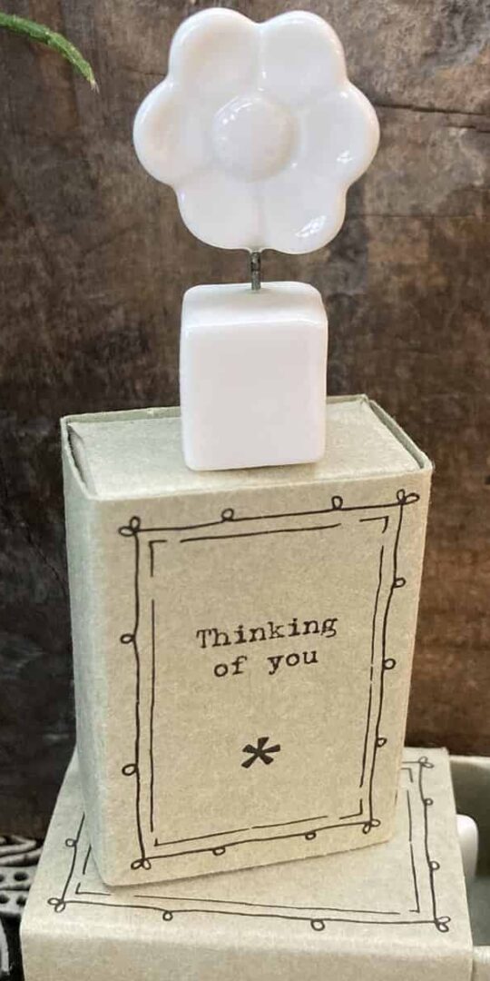 East of India Porcelain Flower in a Matchbox 'Thinking of You'