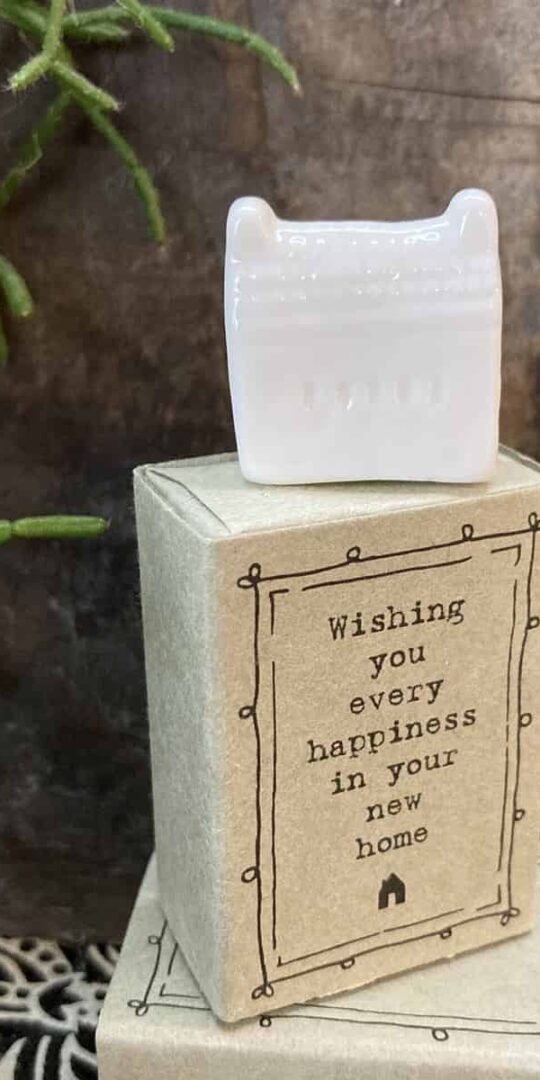 East of India Porcelain House In A Matchbox 'Wishing You Every Happiness In Your New Home'
