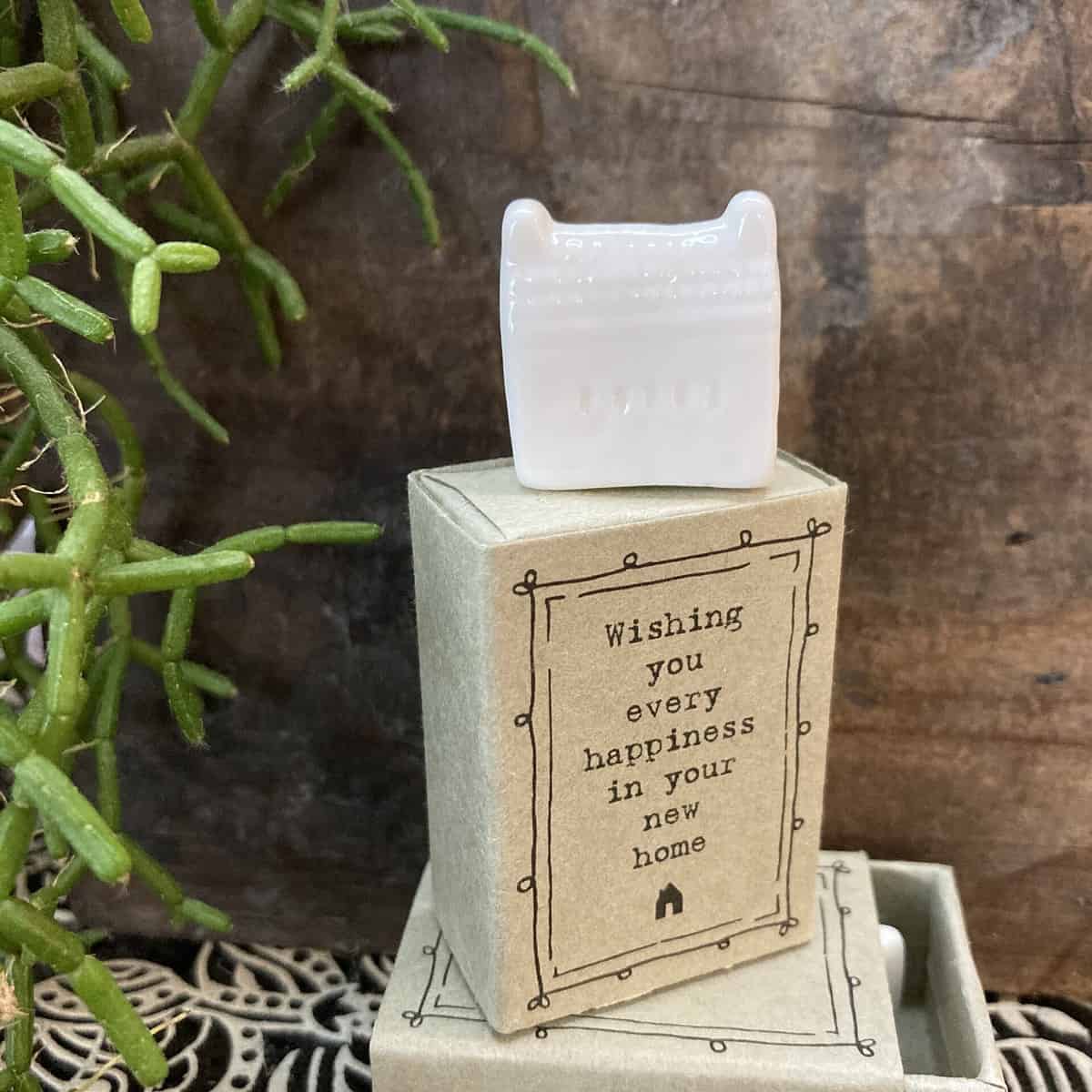 East of India Porcelain House In A Matchbox 'Wishing You Every Happiness In Your New Home'