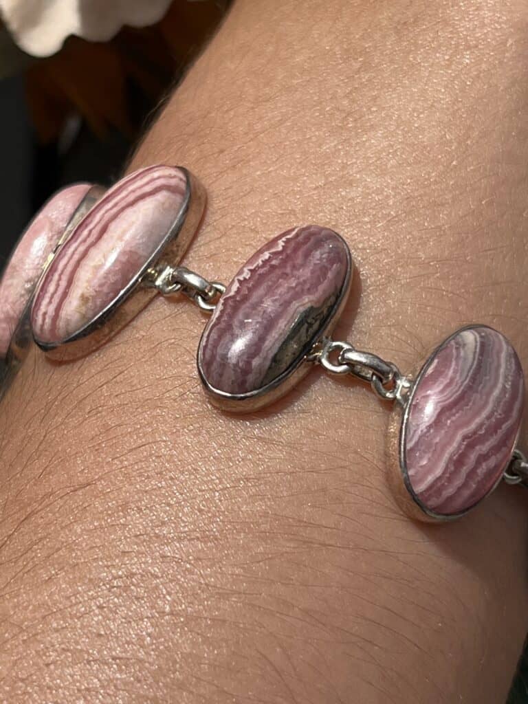 Rhodochrosite Sterling Silver Bracelet