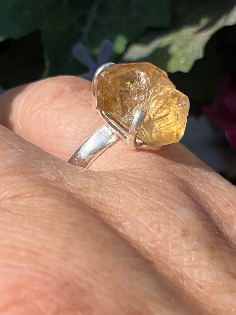 Citrine Rough Cut Sterling Silver Ring