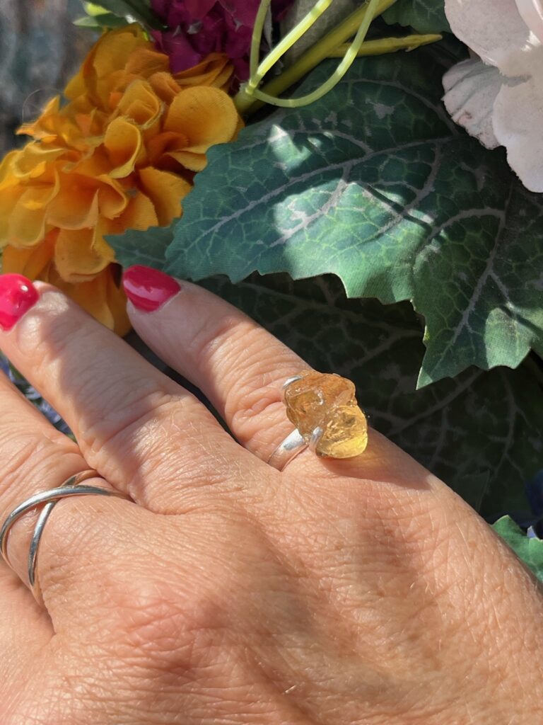 Citrine Rough Cut Sterling Silver Ring