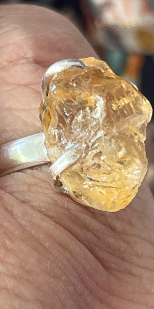 Citrine Rough Cut Sterling Silver Ring