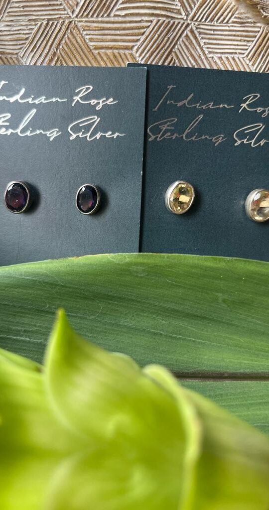 Silver Gemstone Studs - Two Stones
