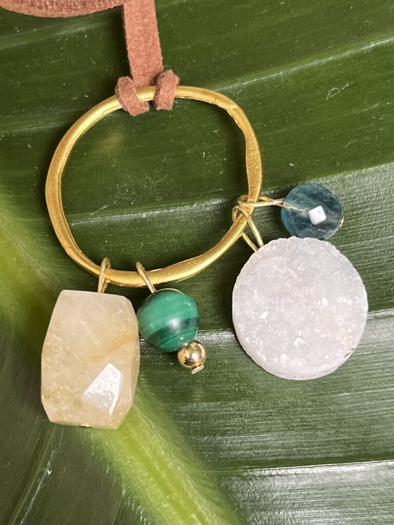 Healing Crystal Hoop Necklace Luck & Learning