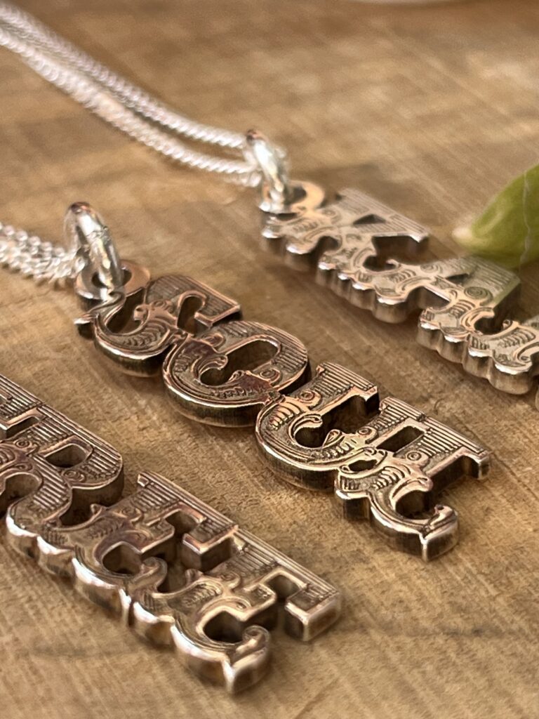 Silver Necklace With Words Various