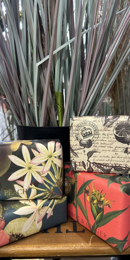 Kew Gardens Soap Bar in Various Scents with bright floral packaging