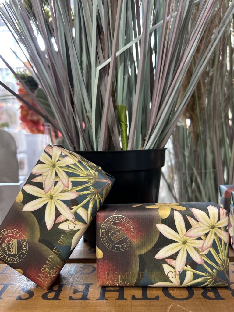 Kew Gardens Soap Bar in Various Scents with bright floral packaging