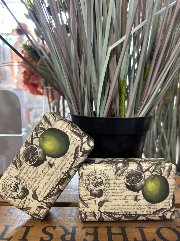 Kew Gardens Soap Bar in Various Scents with bright floral packaging