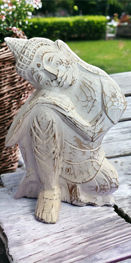 Wooden Resting Buddha white