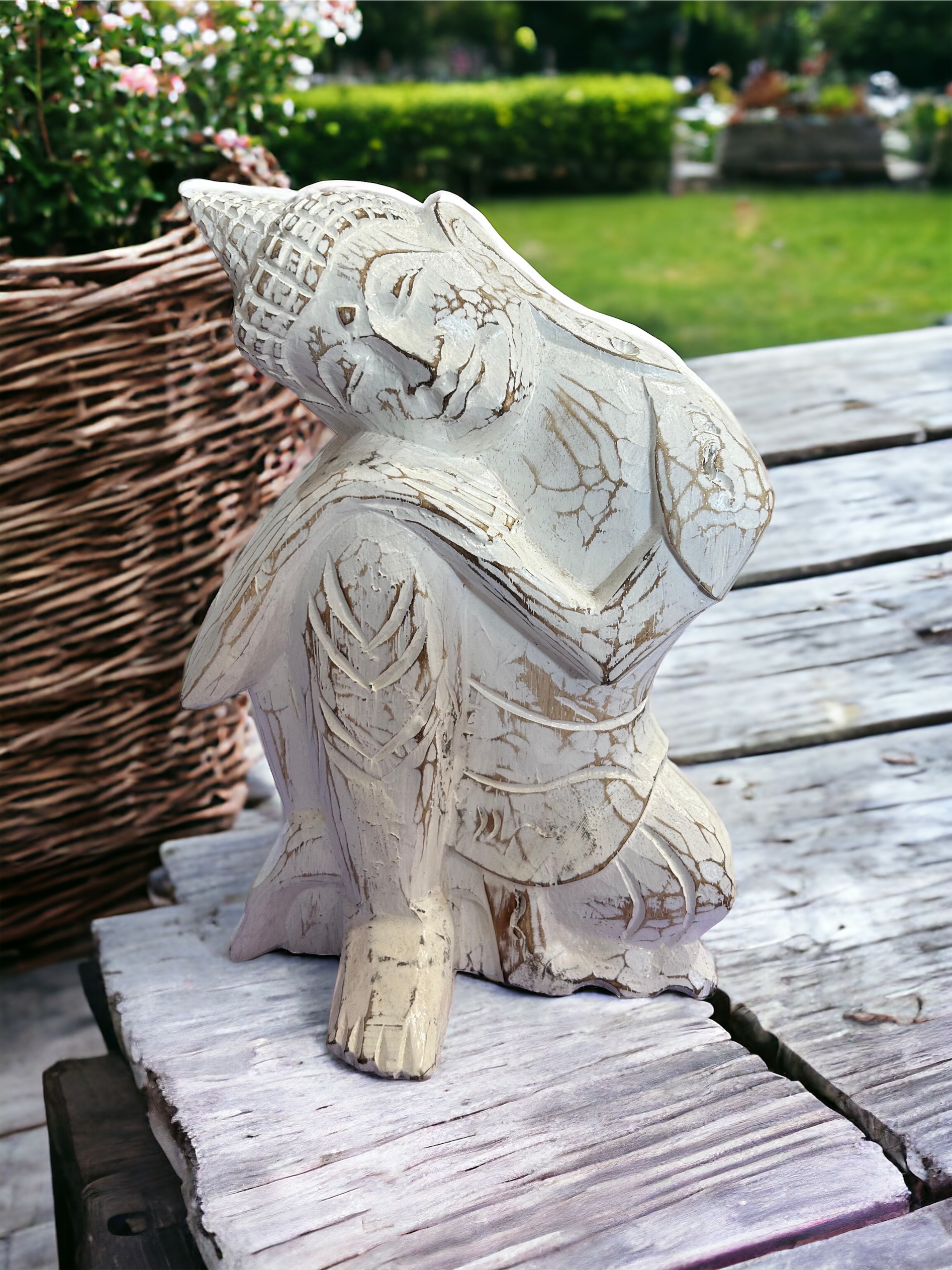 Wooden Resting Buddha white