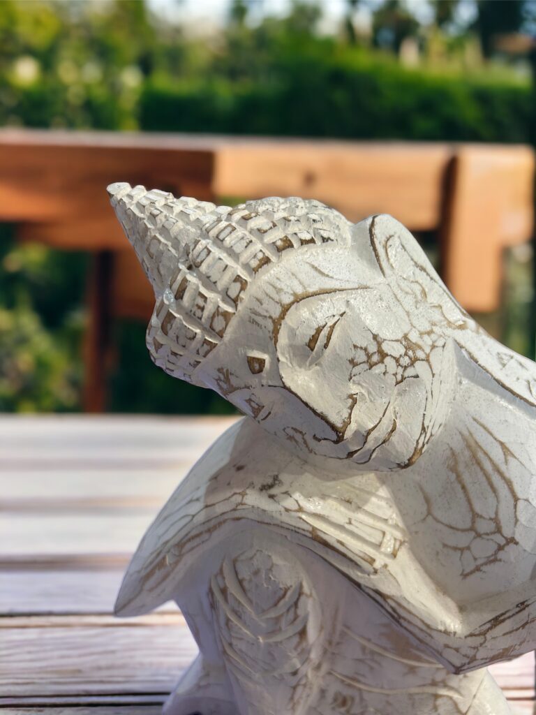 Resting Buddha white wood