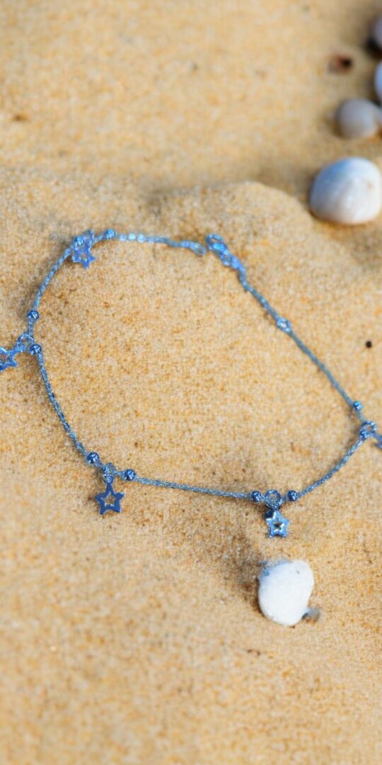 Sterling Silver Beads and Stars Anklet