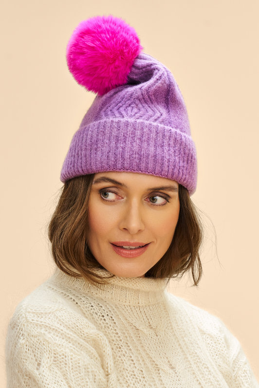 Powder Ingrid Bobble Hat in Grape/Cerise