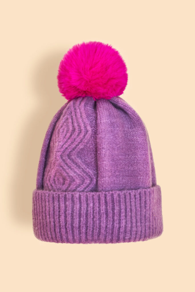 Powder Ingrid Bobble Hat in Grape/Cerise
