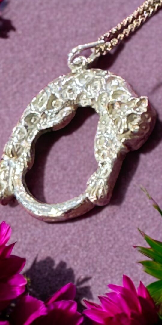 Leopard Circle sterling silver pendant