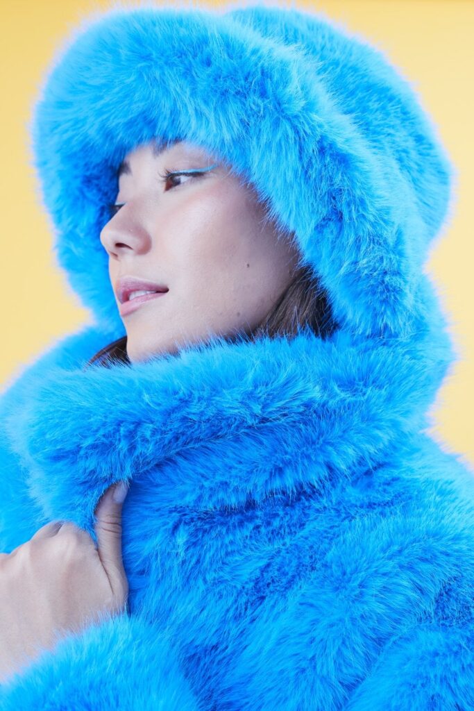 Blue faux Fur Bucket Style Hat By Jayley