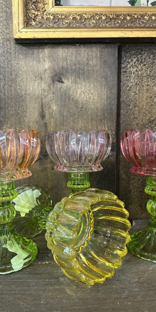 Flower Glass Tea light holder small. 4 colours.