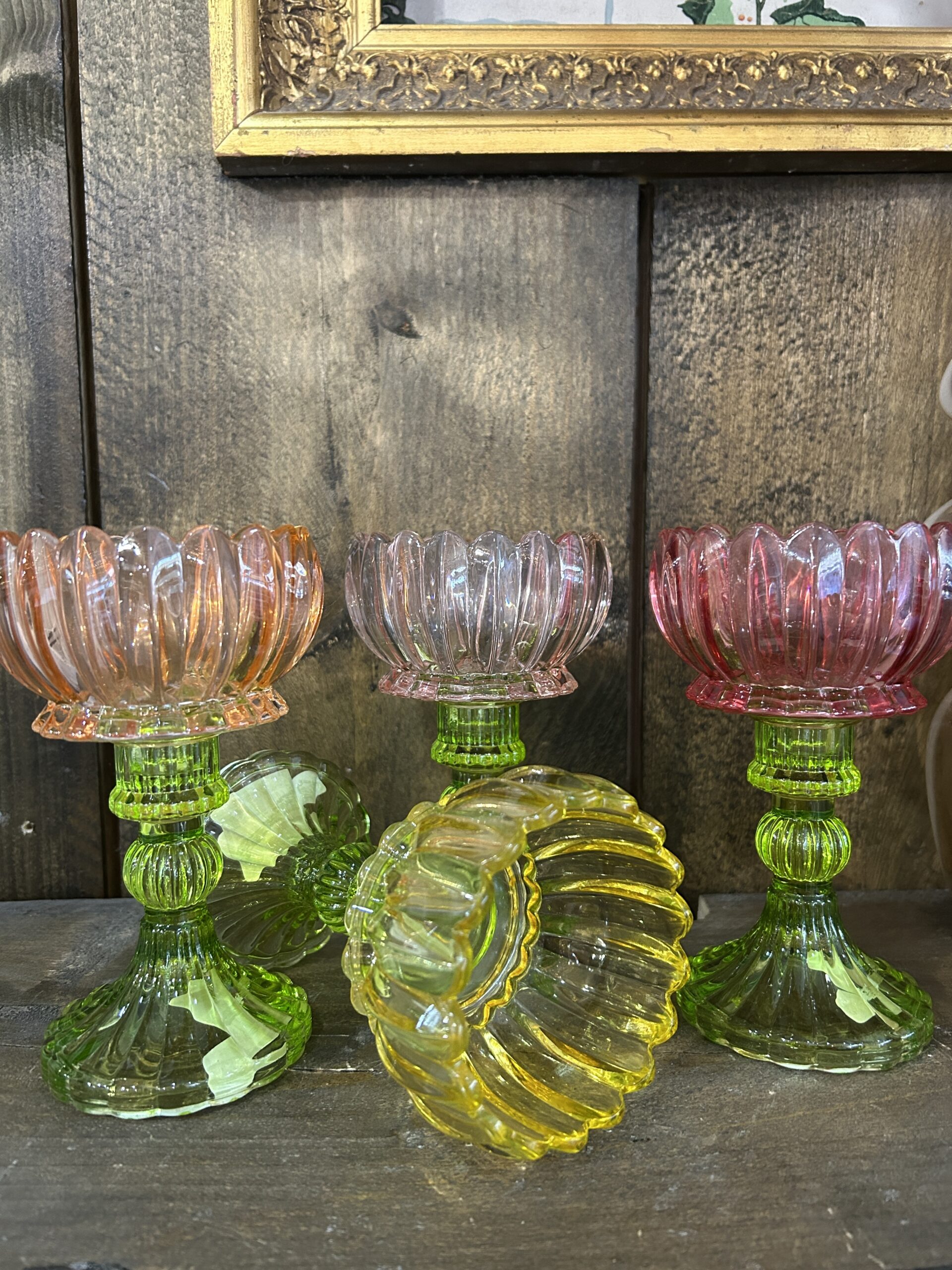 Flower Glass Tea light holder small. 4 colours.