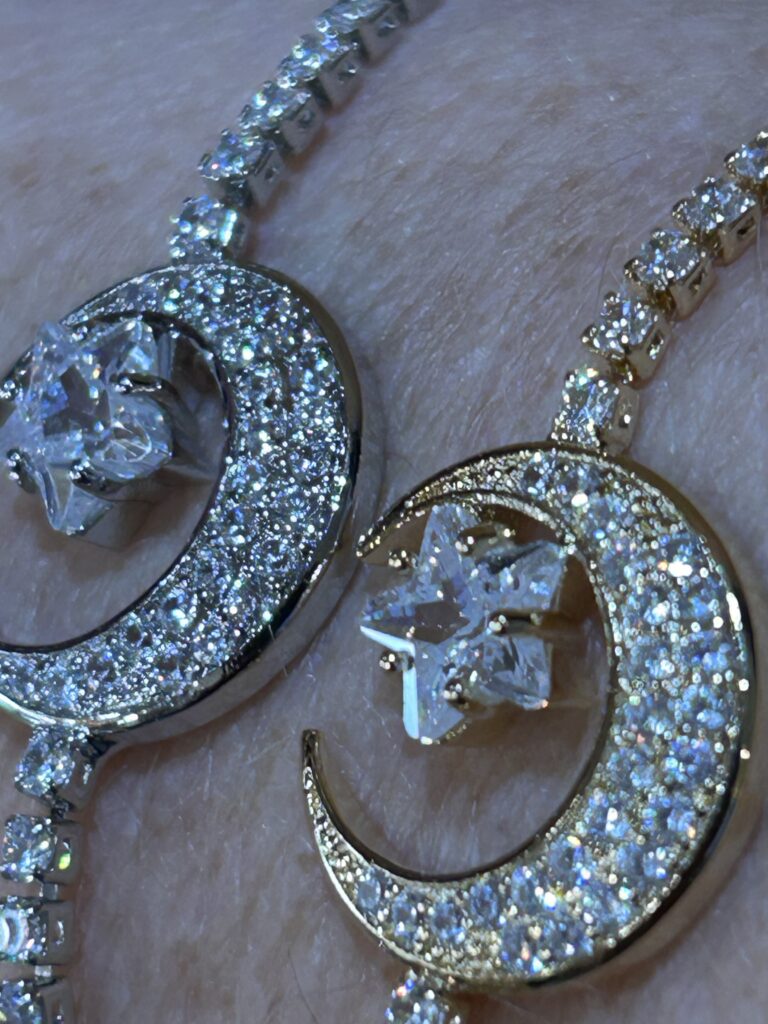 Moonstar Crystal slider bracelet. Silver and gold