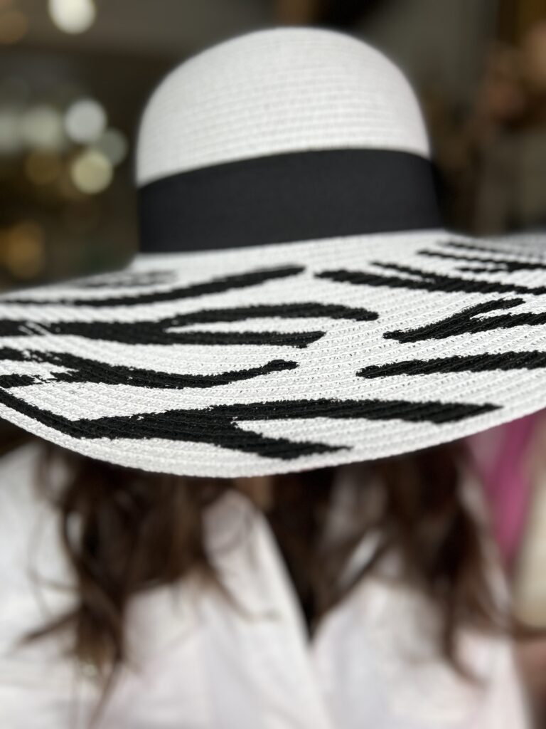 Miami wide brim hat. White with black