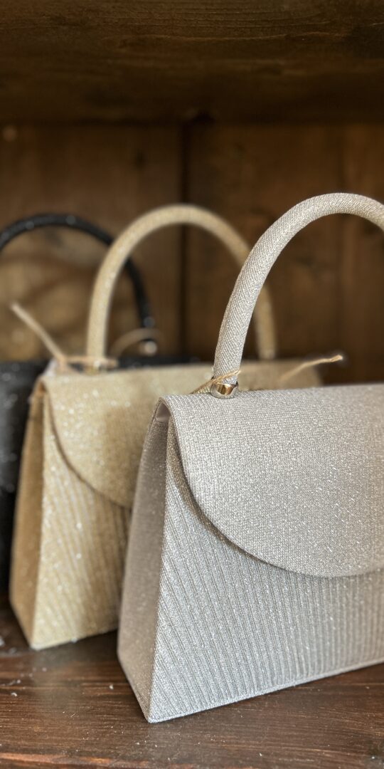 Shimmer Evening Bag in Gold, silver and black.