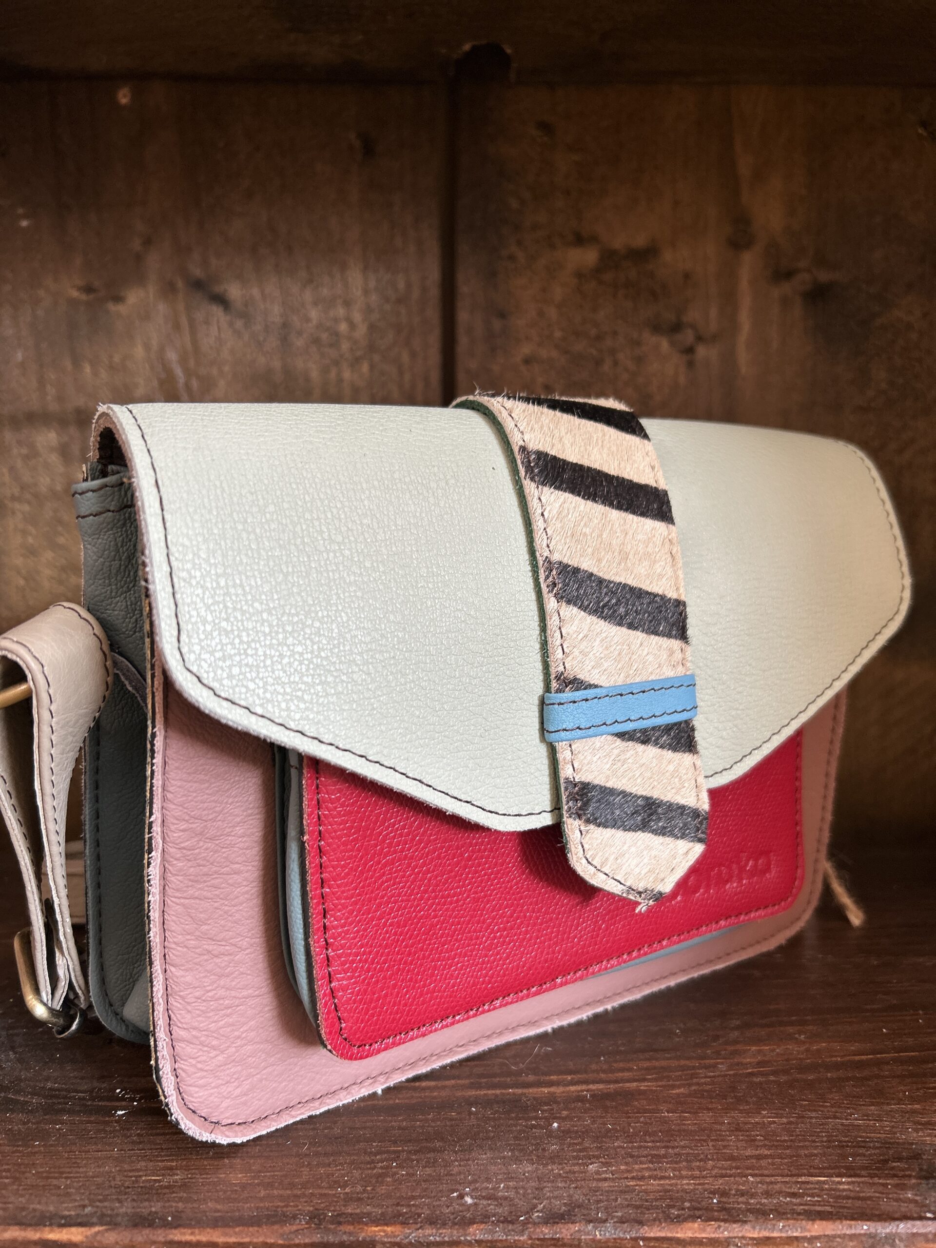 Soruka Recycled Leather Bag - Ada Pink, red, blue