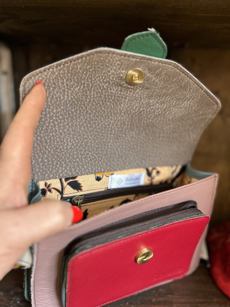 Soruka Recycled Leather Bag - Ada Pink, red, blue