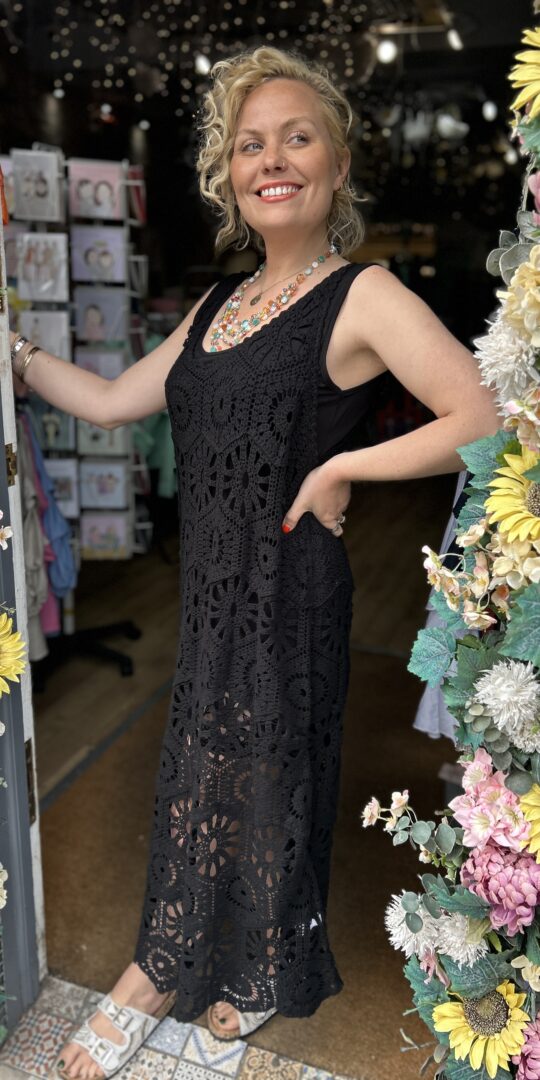 Caen Crochet dress. Unlined. Black.