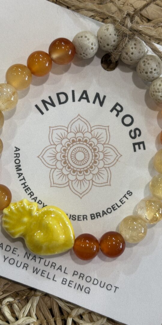 Diffuser Bracelet for Energy, Creativity and Clarity. Citrine and Carnelian.