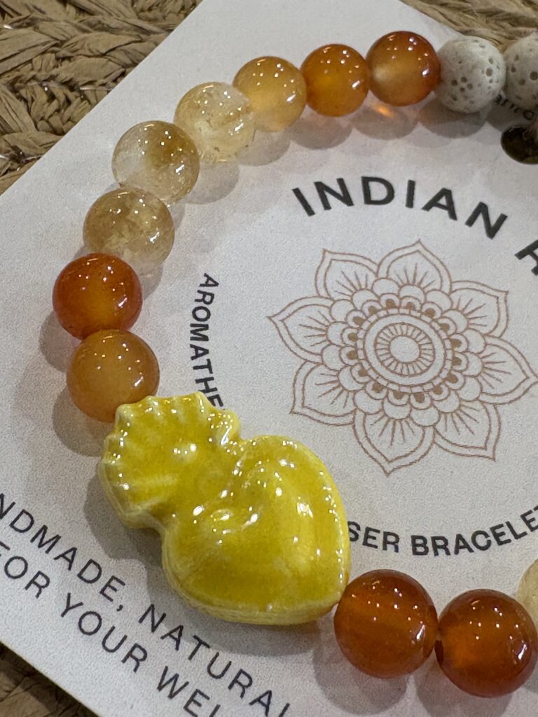 Diffuser Bracelet for Energy, Creativity and Clarity. Citrine and Carnelian.