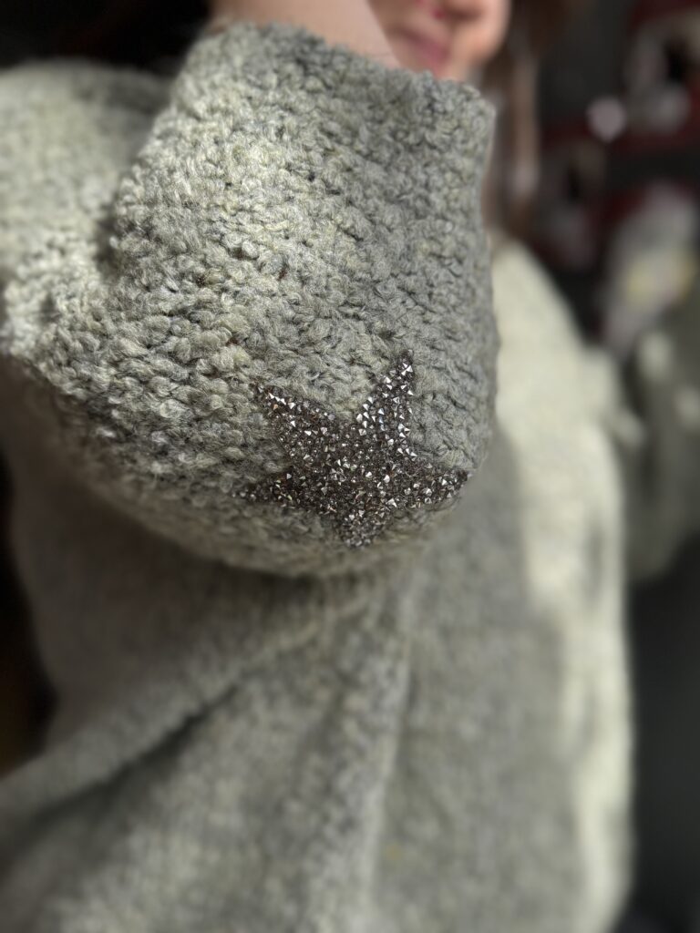 Sadie Star jumper. Soft knit. Sage