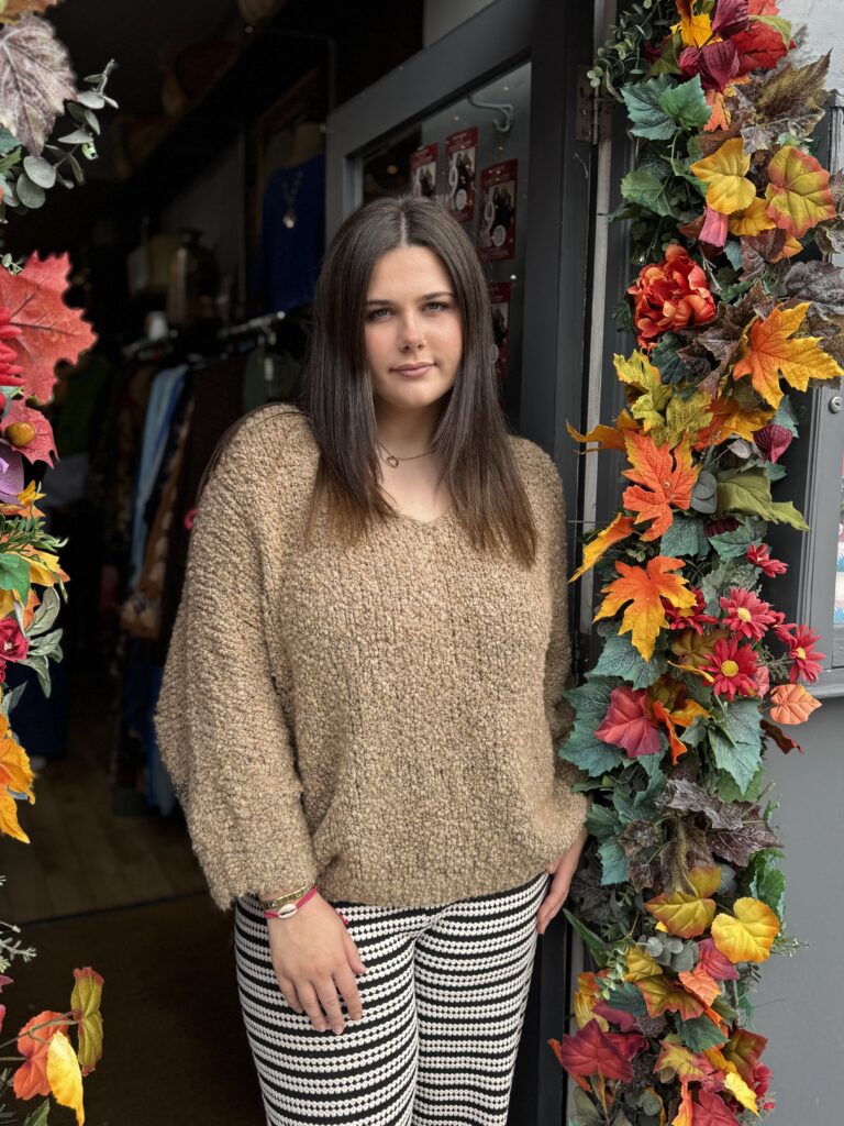 Sandie Star Jumper. Soft knit. Latte