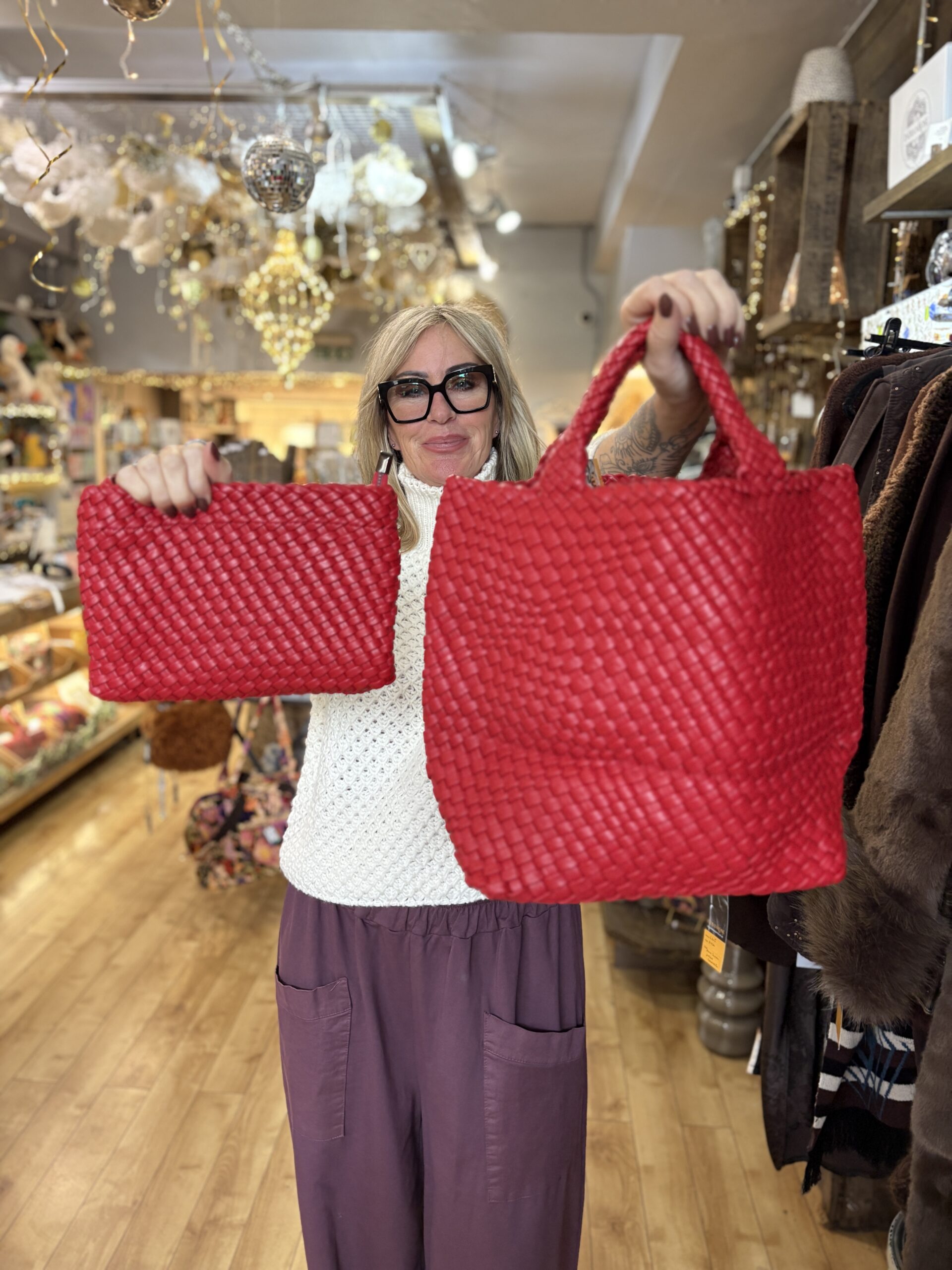 Vegan Hand Knit Bag Duo