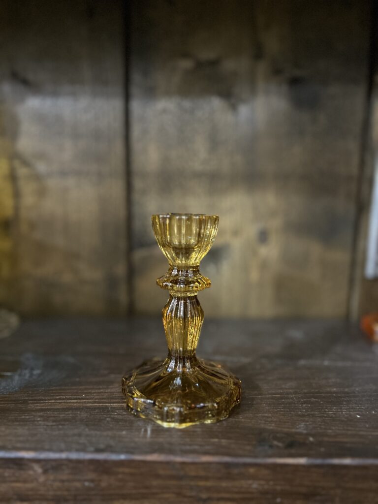 Zara candlestick. Coloured glass. Honey