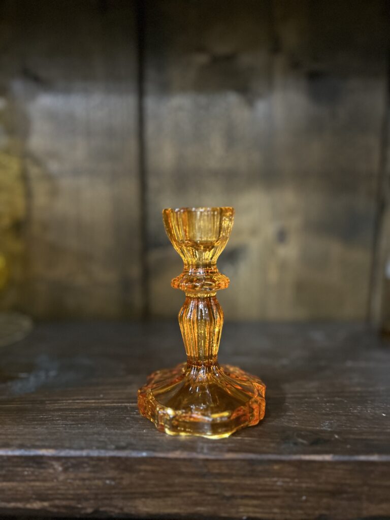 Zara candlestick. Coloured glass. Orange.