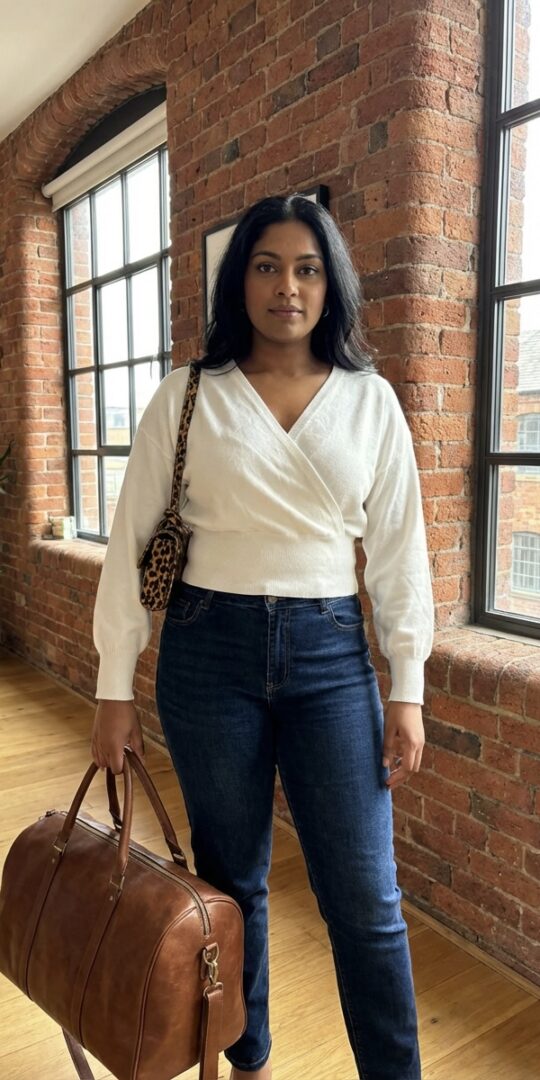 Hallie crossover top winter white