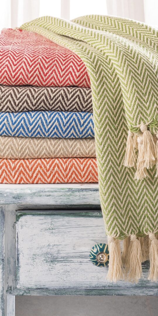 Recycled Cotton Throw Chevron Sage