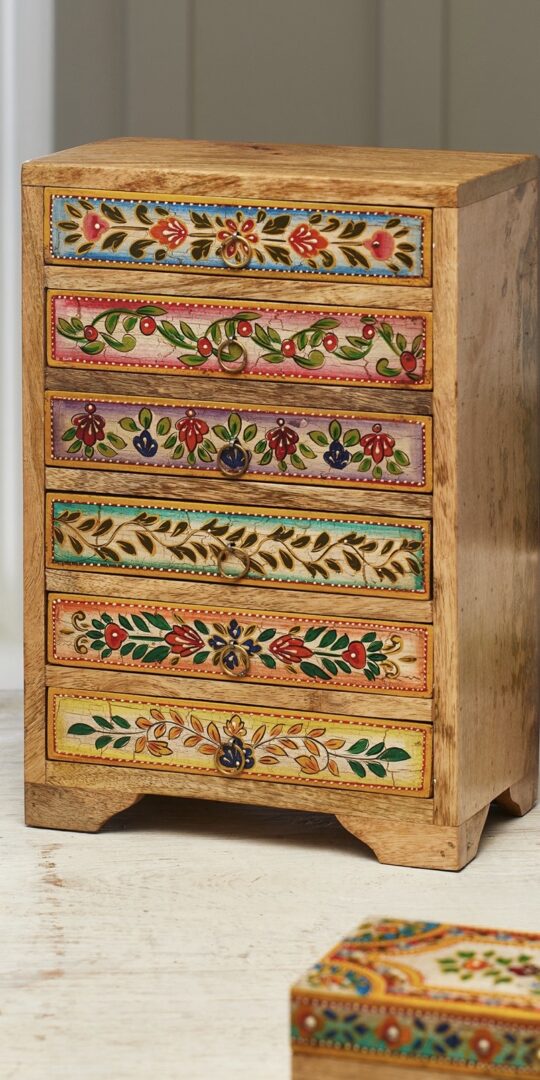 Zaha 6 drawer chest. Hand painted.
