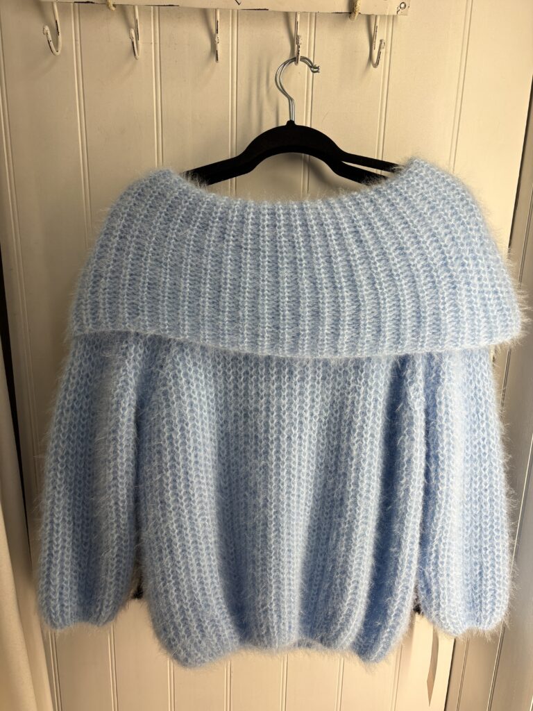 Angelo Off Shoulder jumper. Sky