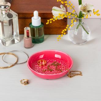 Lola Trinket dish. Enamel. 10 cm. Fuchsia
