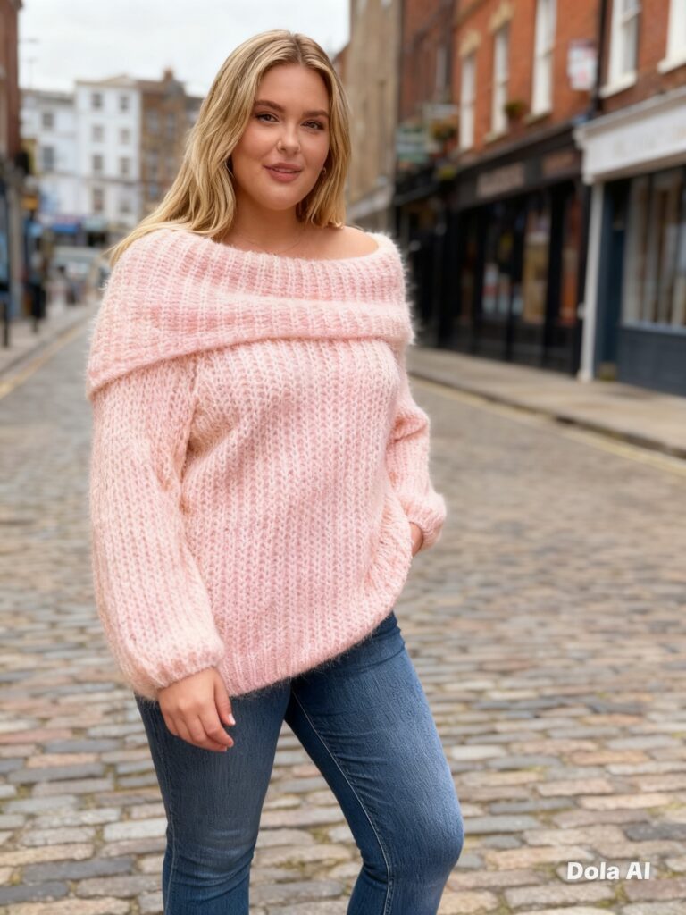 Angelo fluffy off the shoulder jumper in candy pink