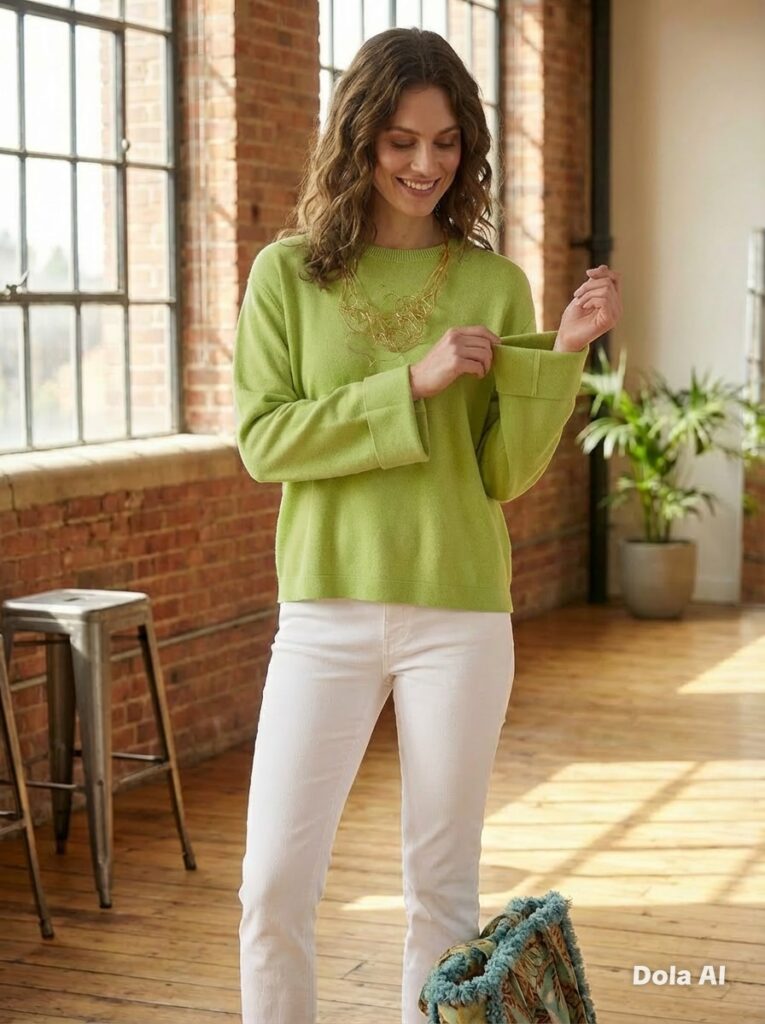 Belle crew neck jumper. Apple