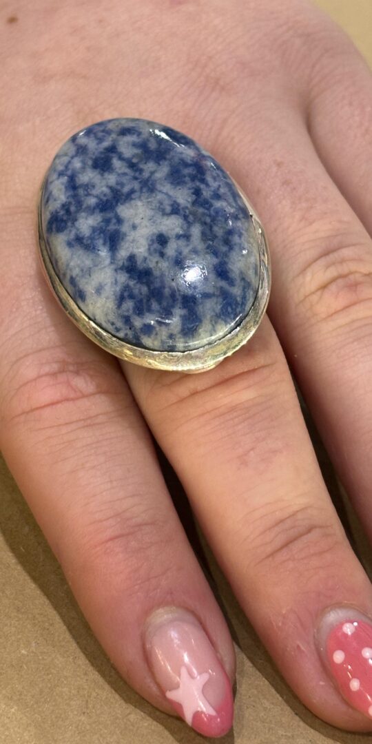Sodalite Sterling silver ring. Large oval