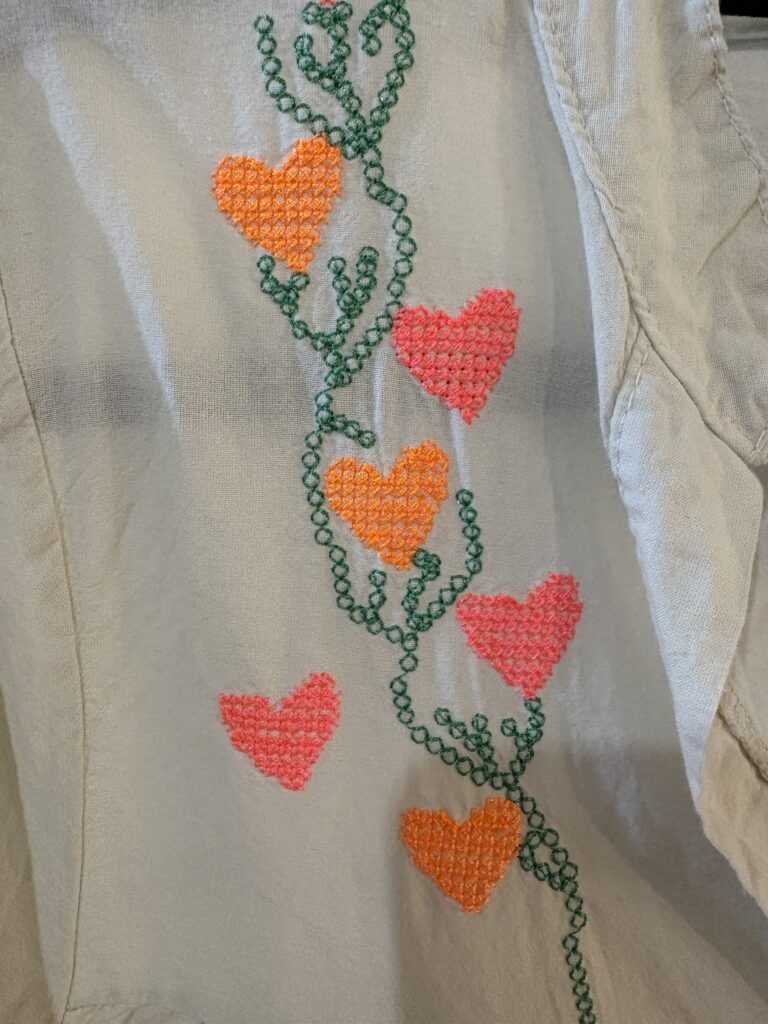 Close up of the embroidery